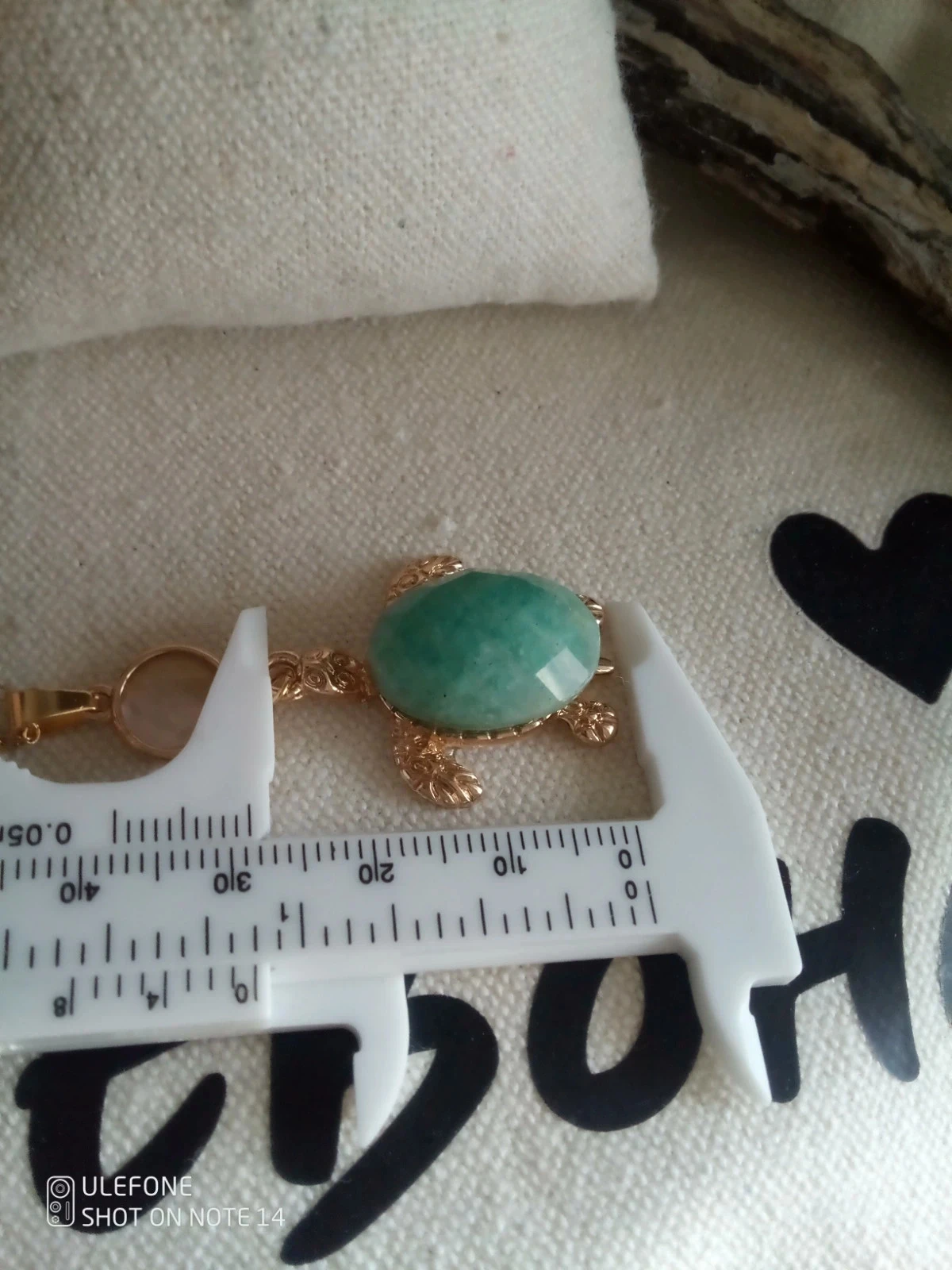 Long turtle necklace in natural amazonite and mother-of-pearl stones – photo 2